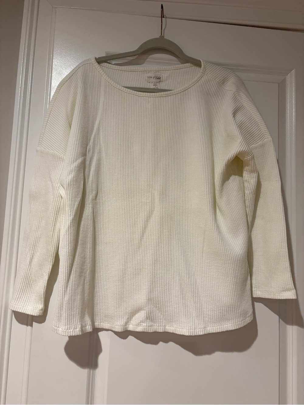 Little Planet Maternity Cream Waffle-Knit Long-Sleeve Top